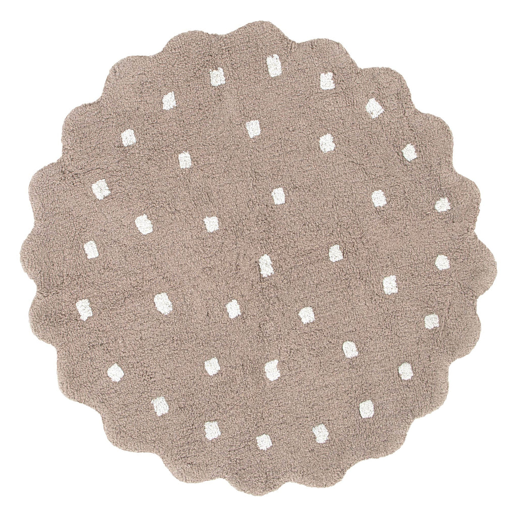 Mellow Mushroom Beige Round Scalloped Kids Rug – view 2