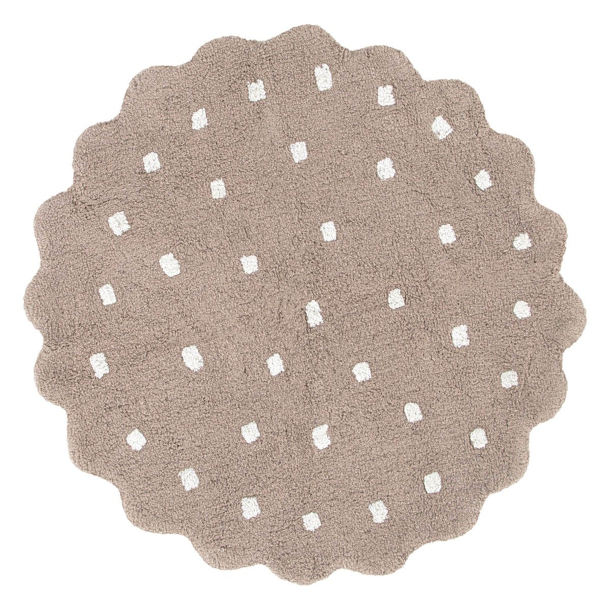 Mellow Mushroom Beige Round Scalloped Kids Rug – view 2