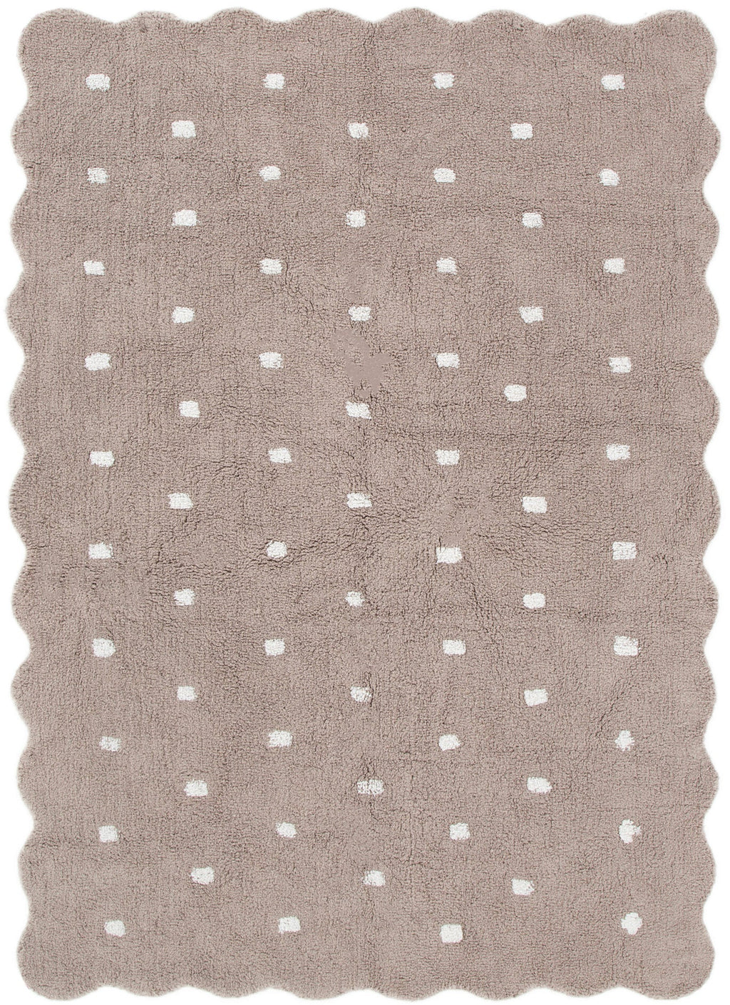 Mellow Rectangle Scalloped Kids Rug Mushroom Beige – view 2