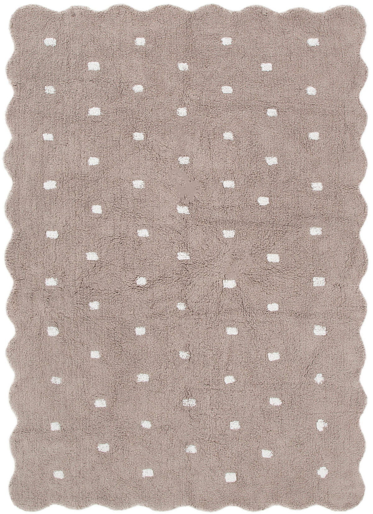 Mellow Rectangle Scalloped Kids Rug Mushroom Beige – view 2