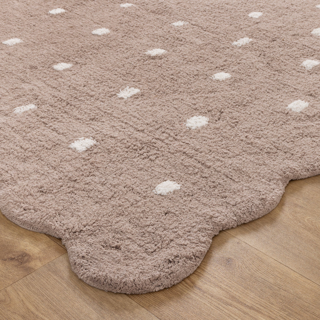 Mellow Mushroom Beige Round Scalloped Kids Rug – view 3