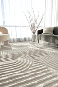 Marigold Dior Natural Modern Textured Rug showcasing modern textured area rug design in cream and beige tones with geometric patterns.