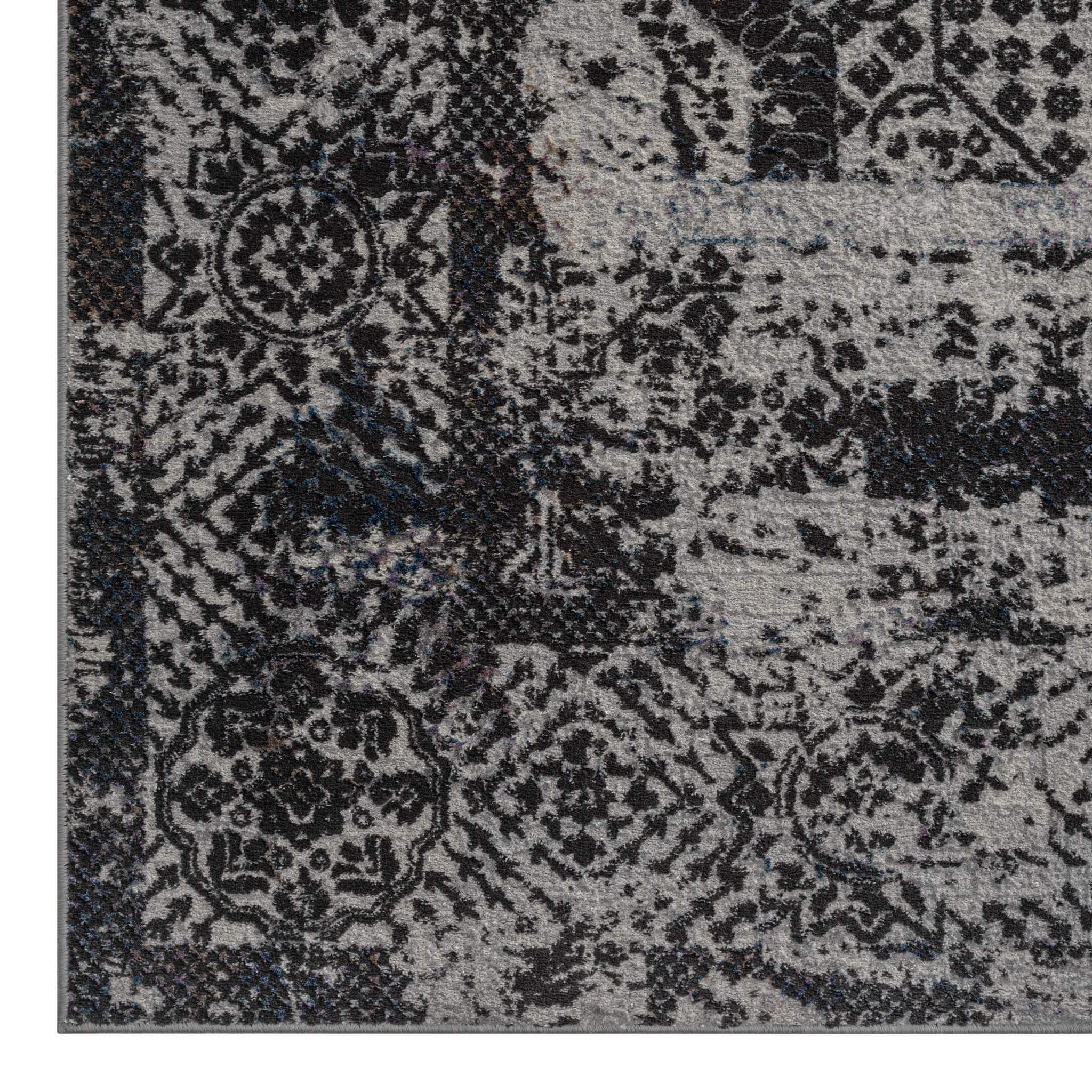 Midnight Grey Turkish Rug Distressed Modern Design