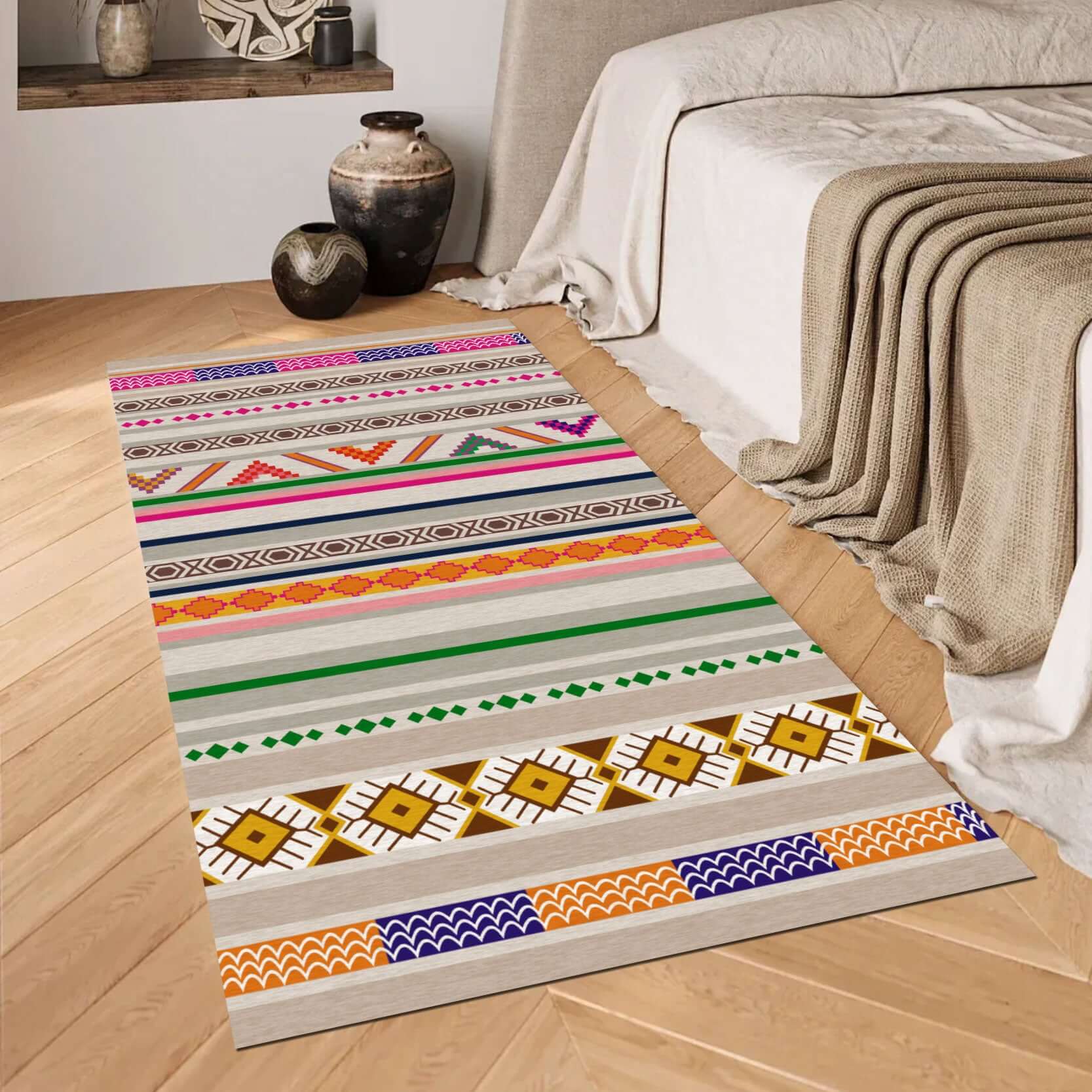 Modern Geometric Striped Rug