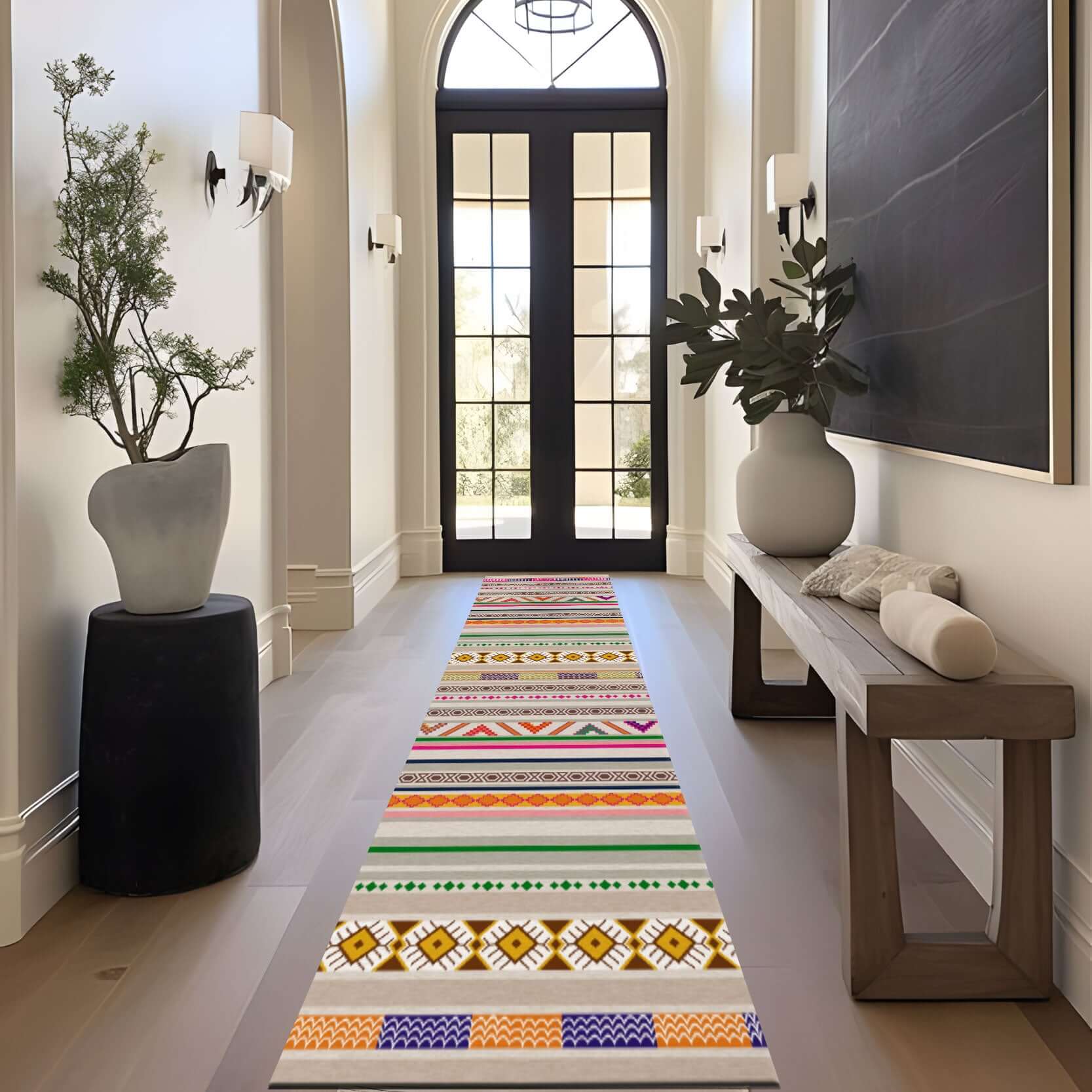 Modern Geometric Striped Rug