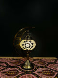 Monochrome Star Turkish Mosaic Lamp - Crescent Moon Design