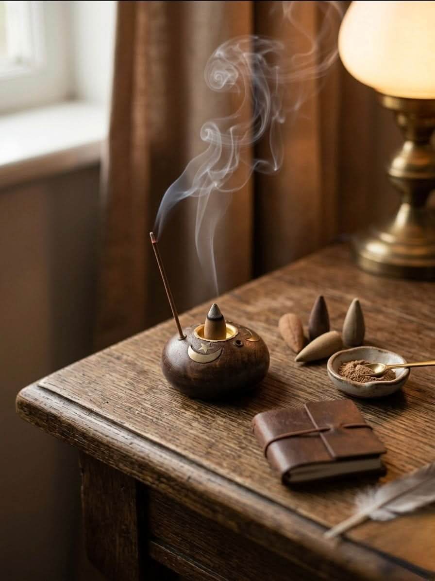 Moon & Star Incense Stick and Cone Holder 4.5cm