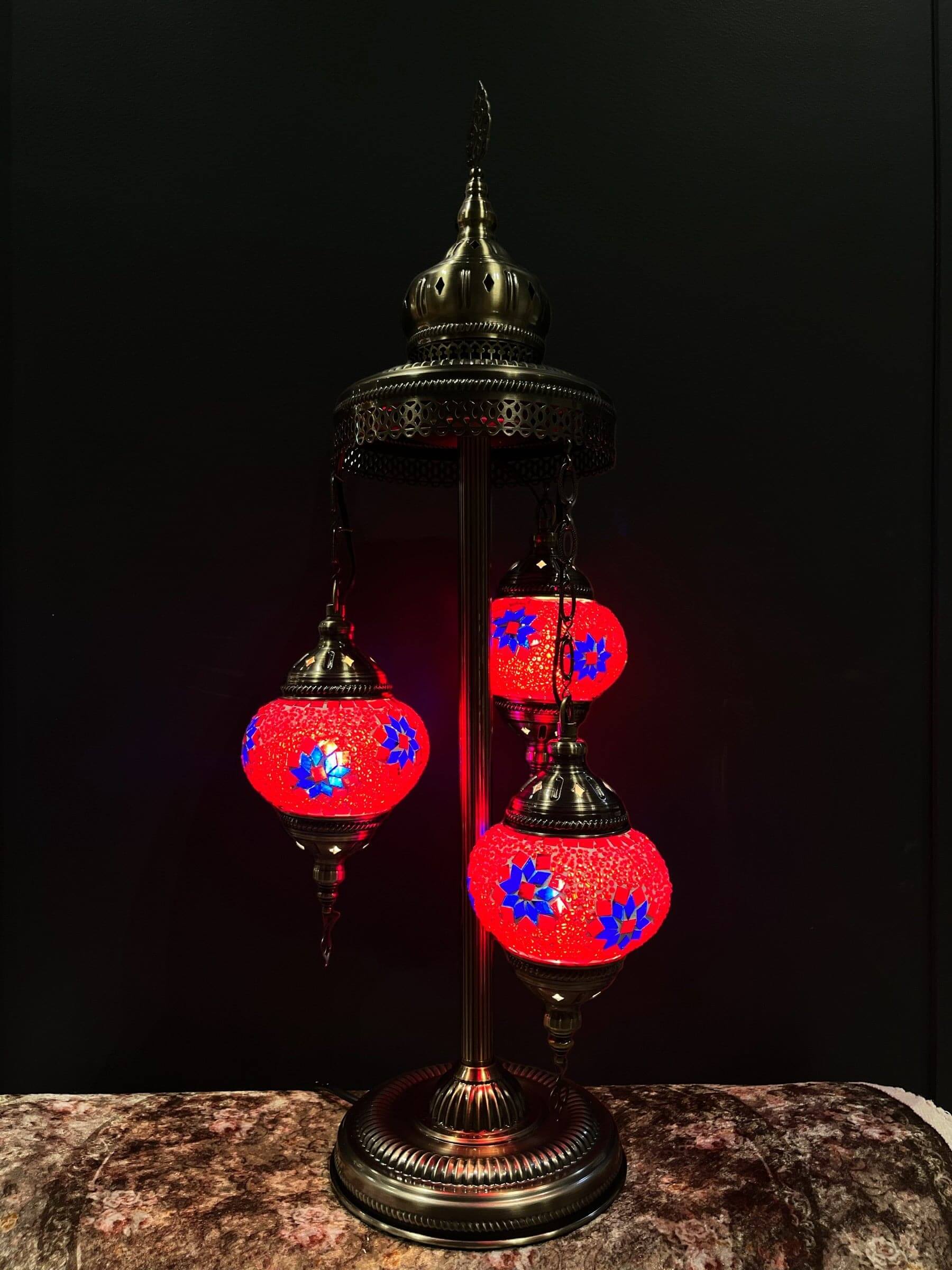 Mosaic Floor Lamp 3 Pieces Red Blue Flower