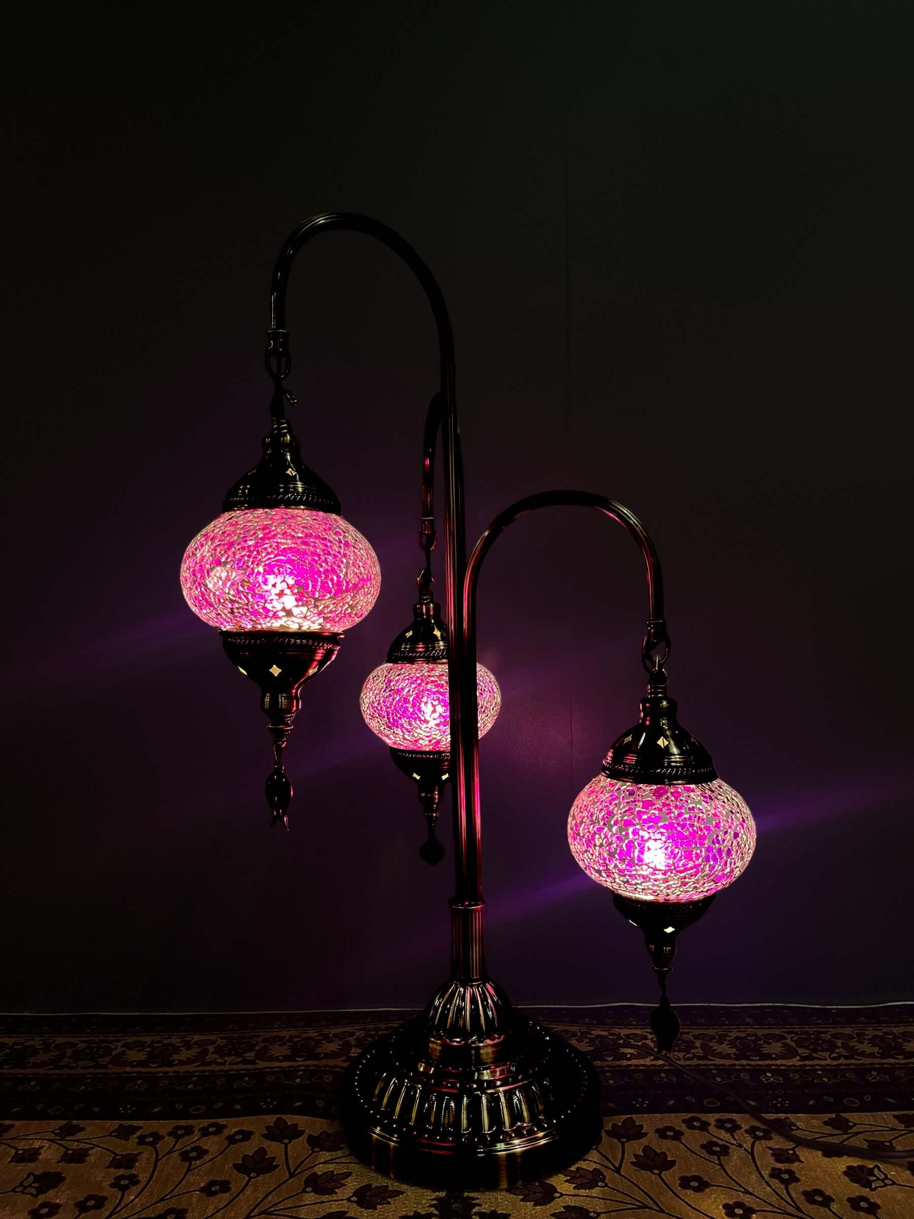 Mosaic Floor Lamp (Turkish Lamps)-Discover the beauty of a Turkish mosaic floor lamp. This stunning lamp combines intricate glasswork with warm, ambient lighting to elevate any room's decor. Perfect for creating a cozy atmosphere, this Turkish lamp includ