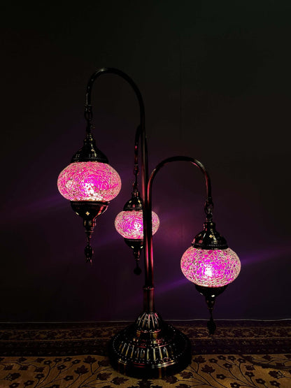Mosaic Floor Lamp (Turkish Lamps)-Discover the beauty of a Turkish mosaic floor lamp. This stunning lamp combines intricate glasswork with warm, ambient lighting to elevate any room's decor. Perfect for creating a cozy atmosphere, this Turkish lamp includ