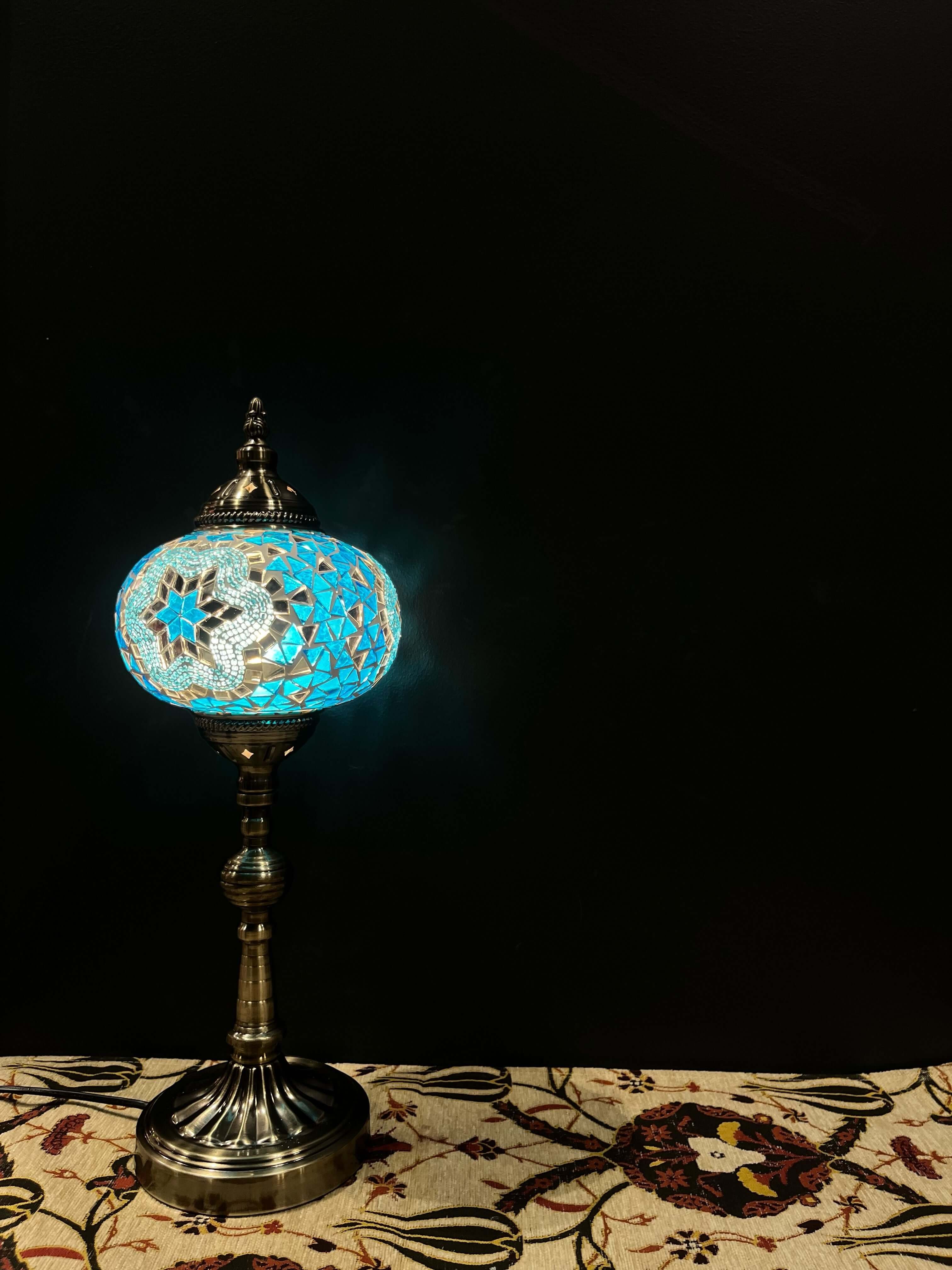 Mosaic Lamp Long Stand 17cm Glass Aqua