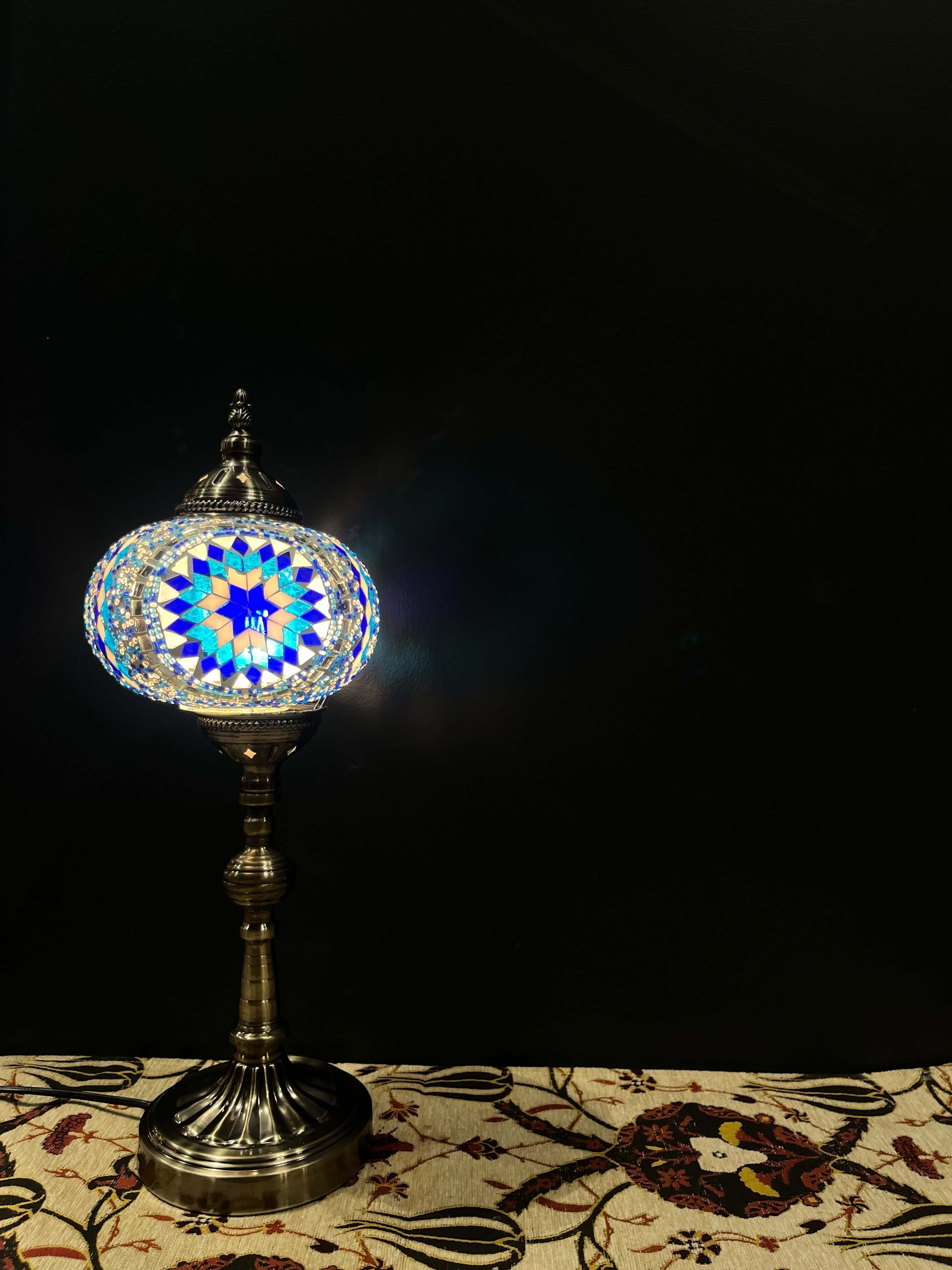 Mosaic Lamp Long Stand 17cm Glass Blue Star