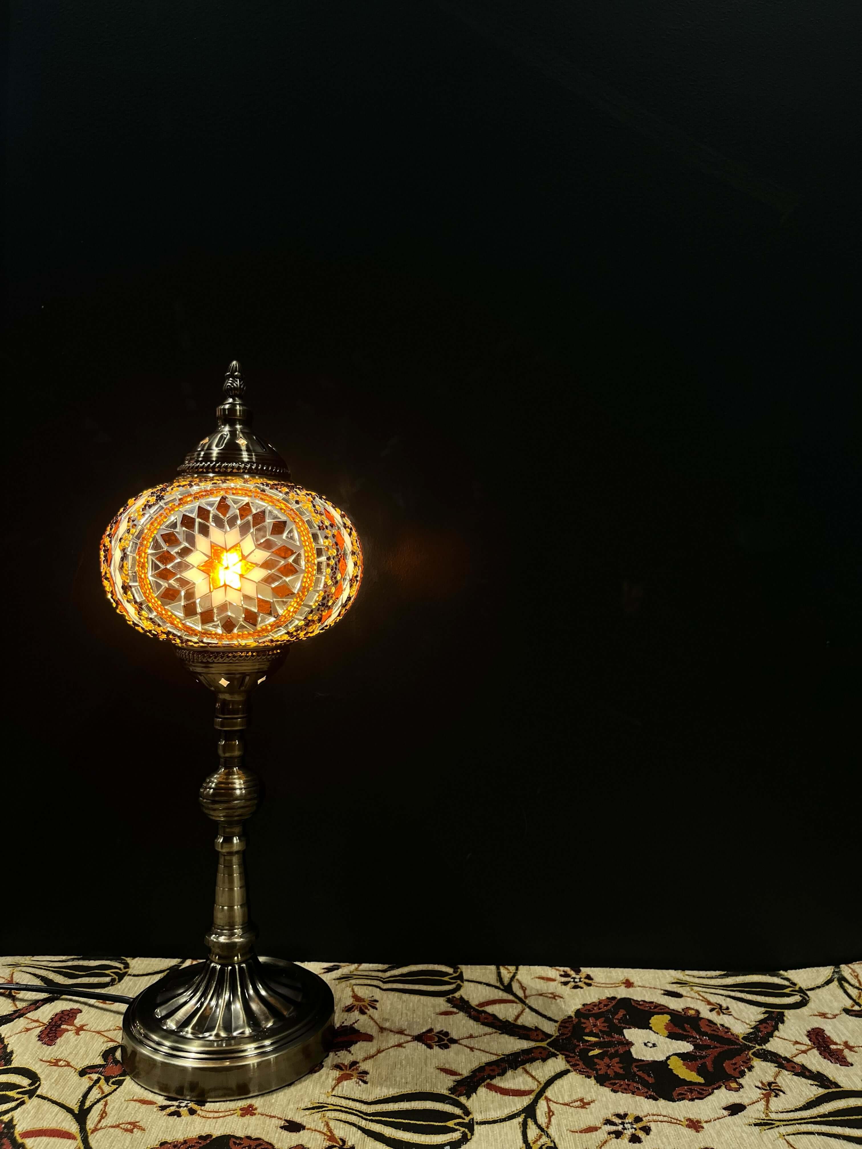 Mosaic Lamp Long Stand 17cm Glass Brown