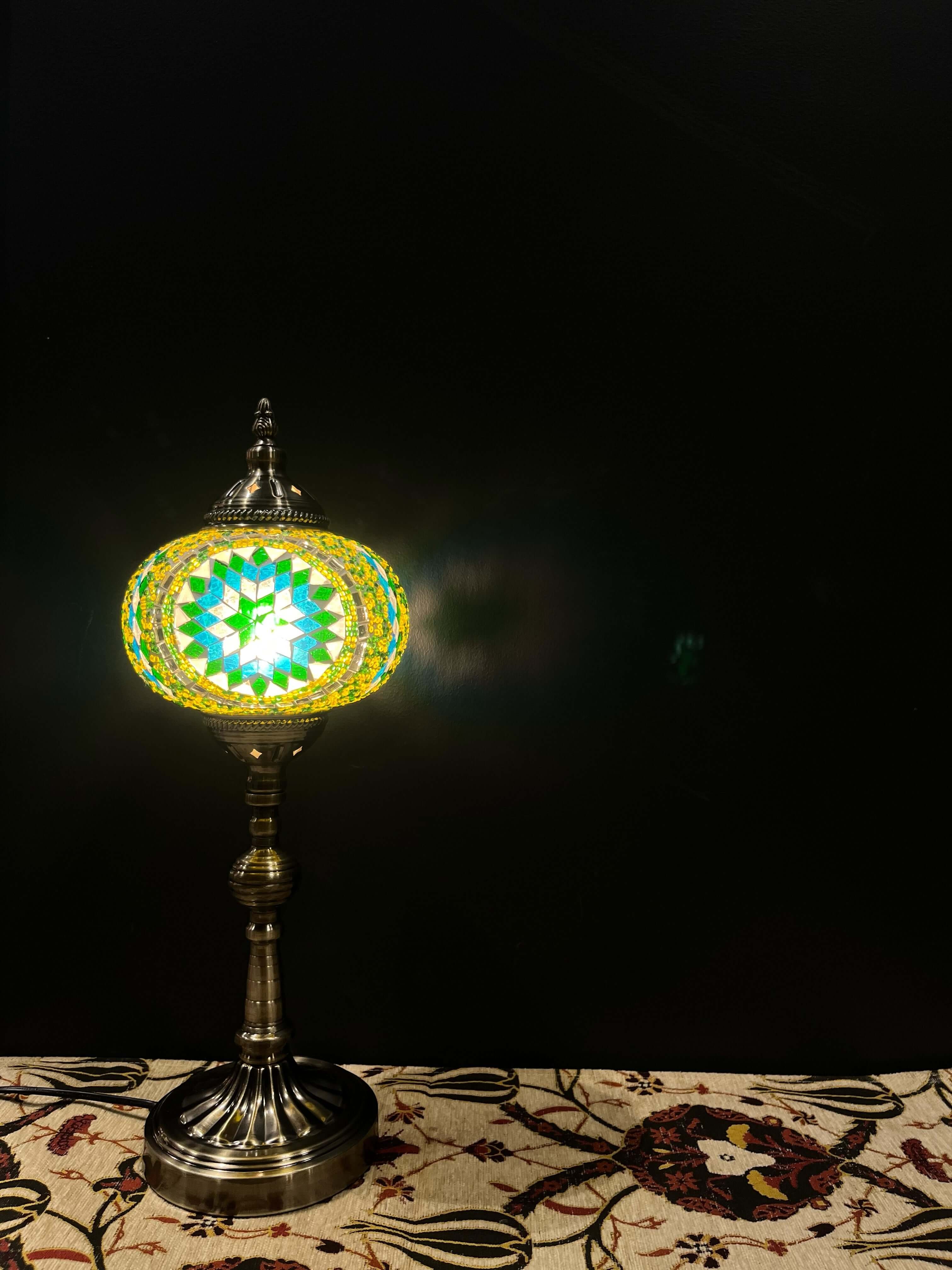 Mosaic Lamp Long Stand 17cm Glass Green