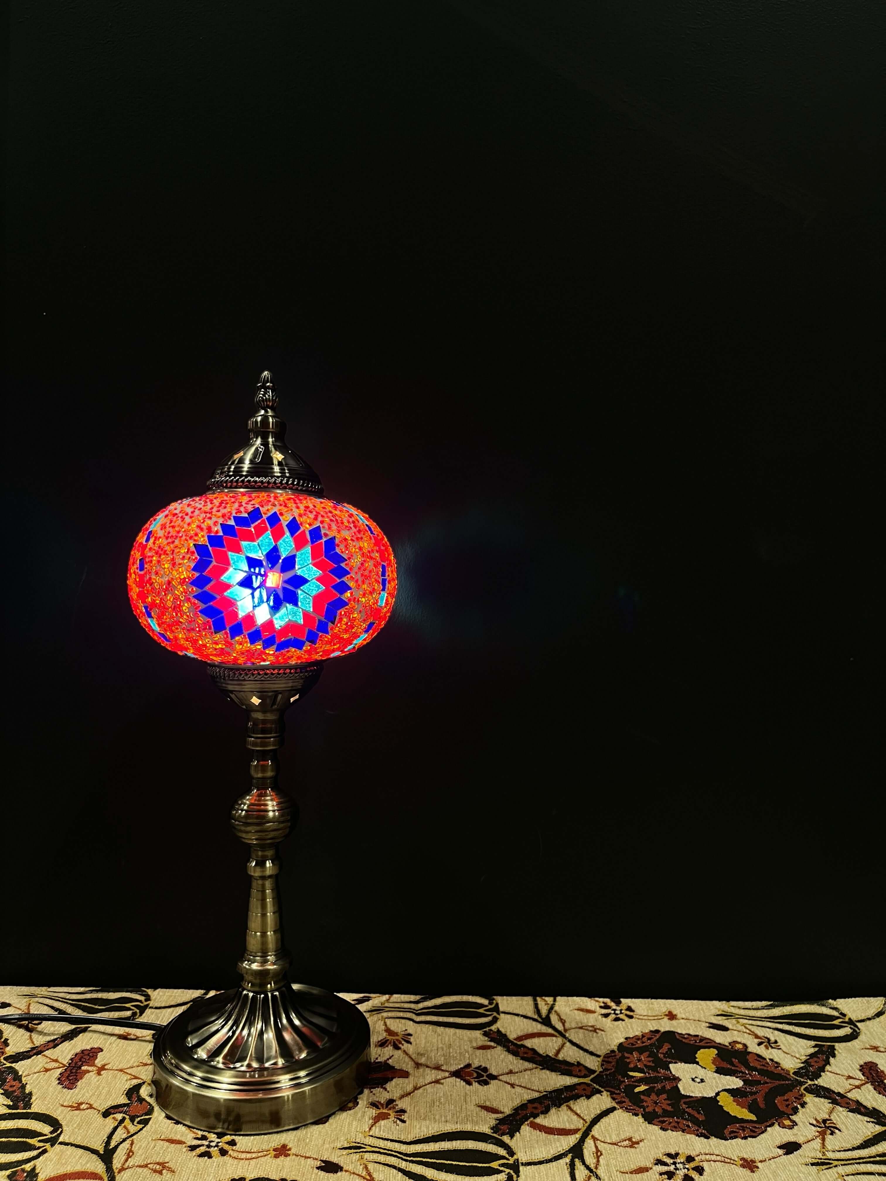 Mosaic Lamp Long Stand 17cm Glass Orange-Red