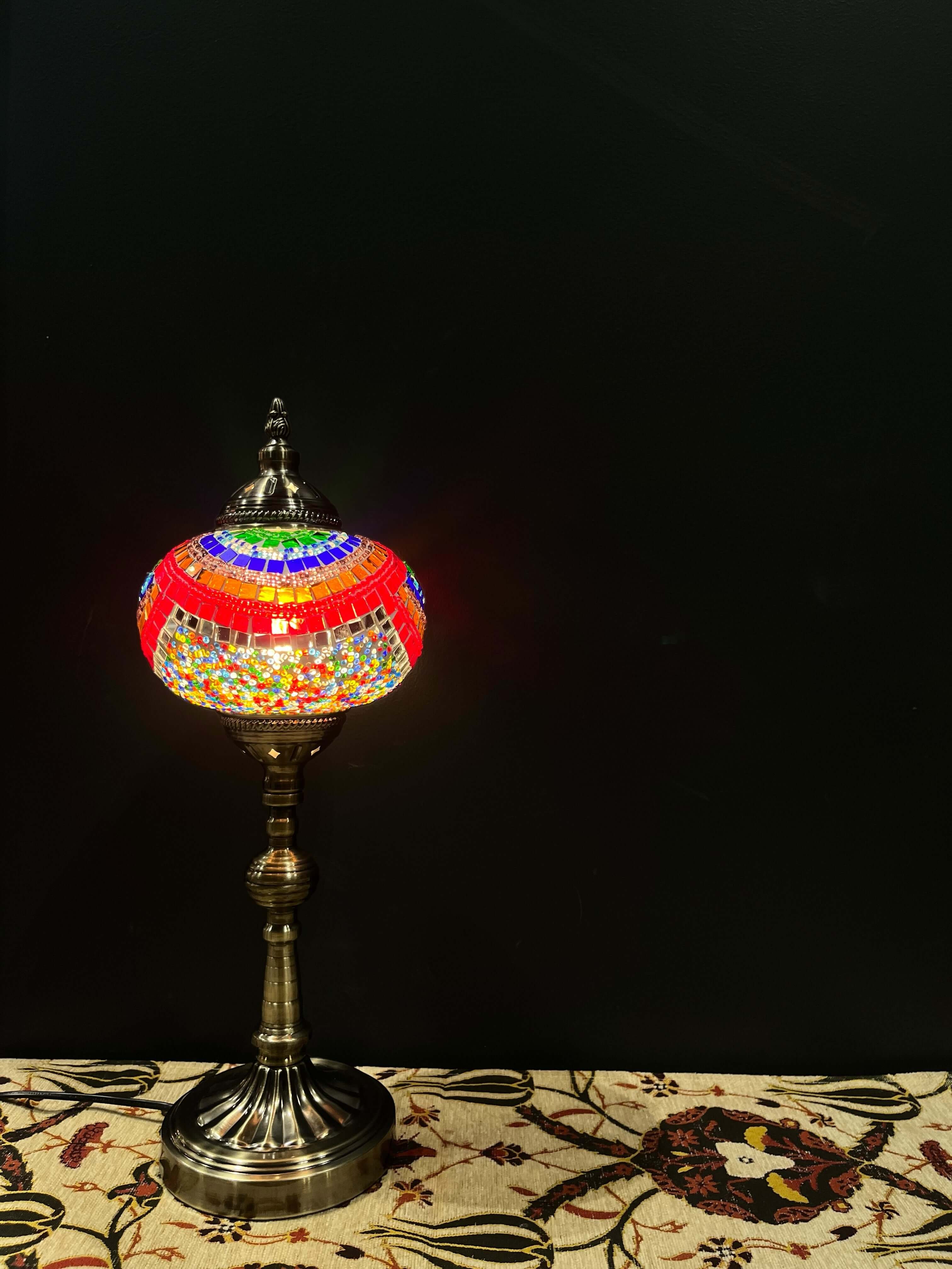 Mosaic Lamp Long Stand 17cm Glass Rainbow-Swirls