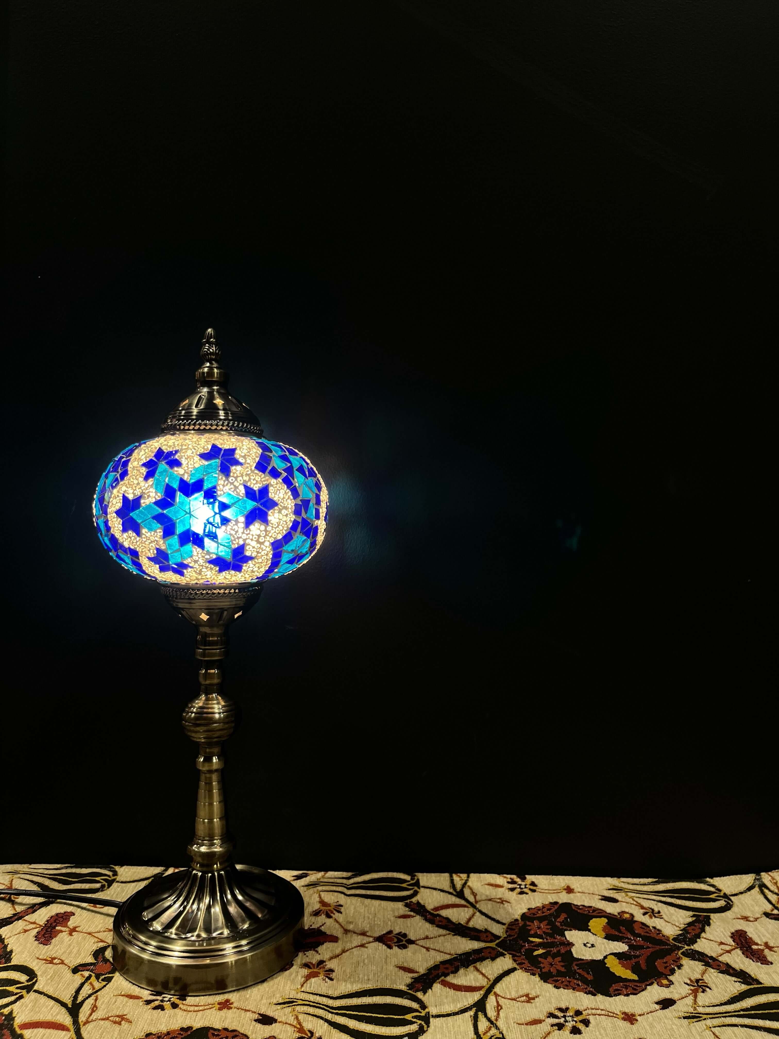 Mosaic Lamp Long Stand 17cm Glass Snowflakes