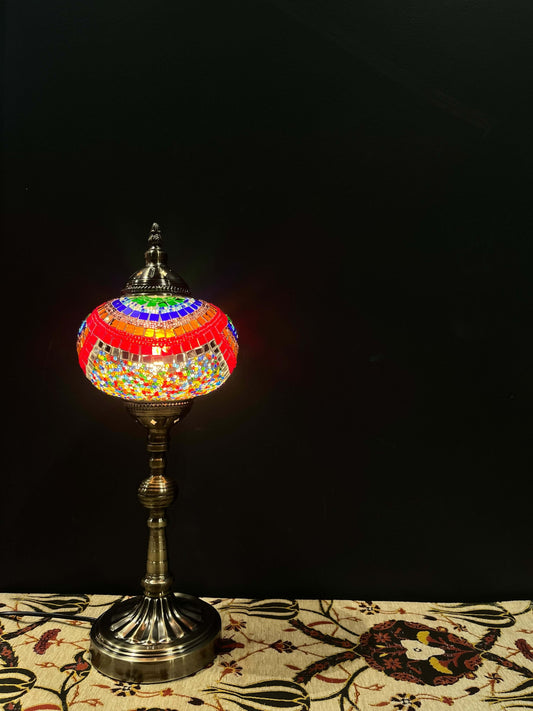 Mosaic Lamp Long Stand 17cm Glass Rainbow-Swirls    