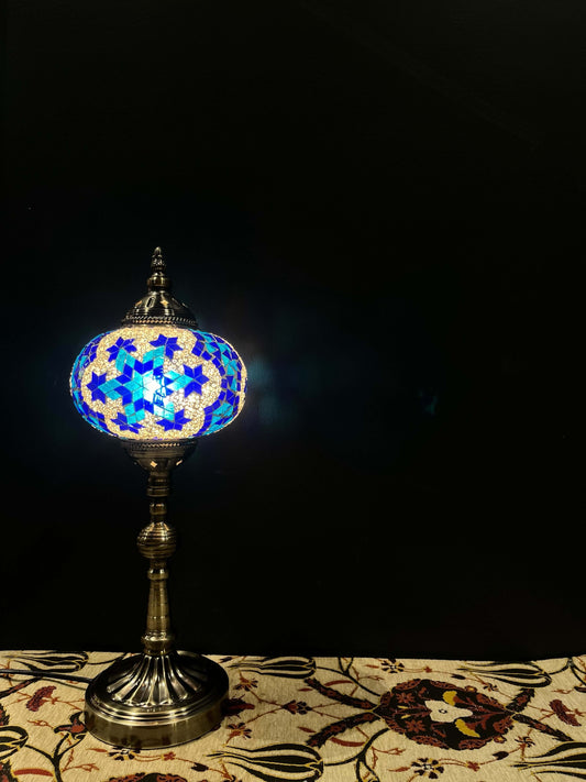 Mosaic Lamp Long Stand 17cm Glass Snowflakes    