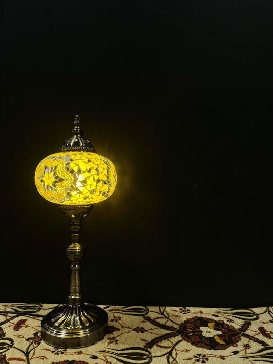 Mosaic Lamp Long Stand 17cm Glass Yellow-Star    