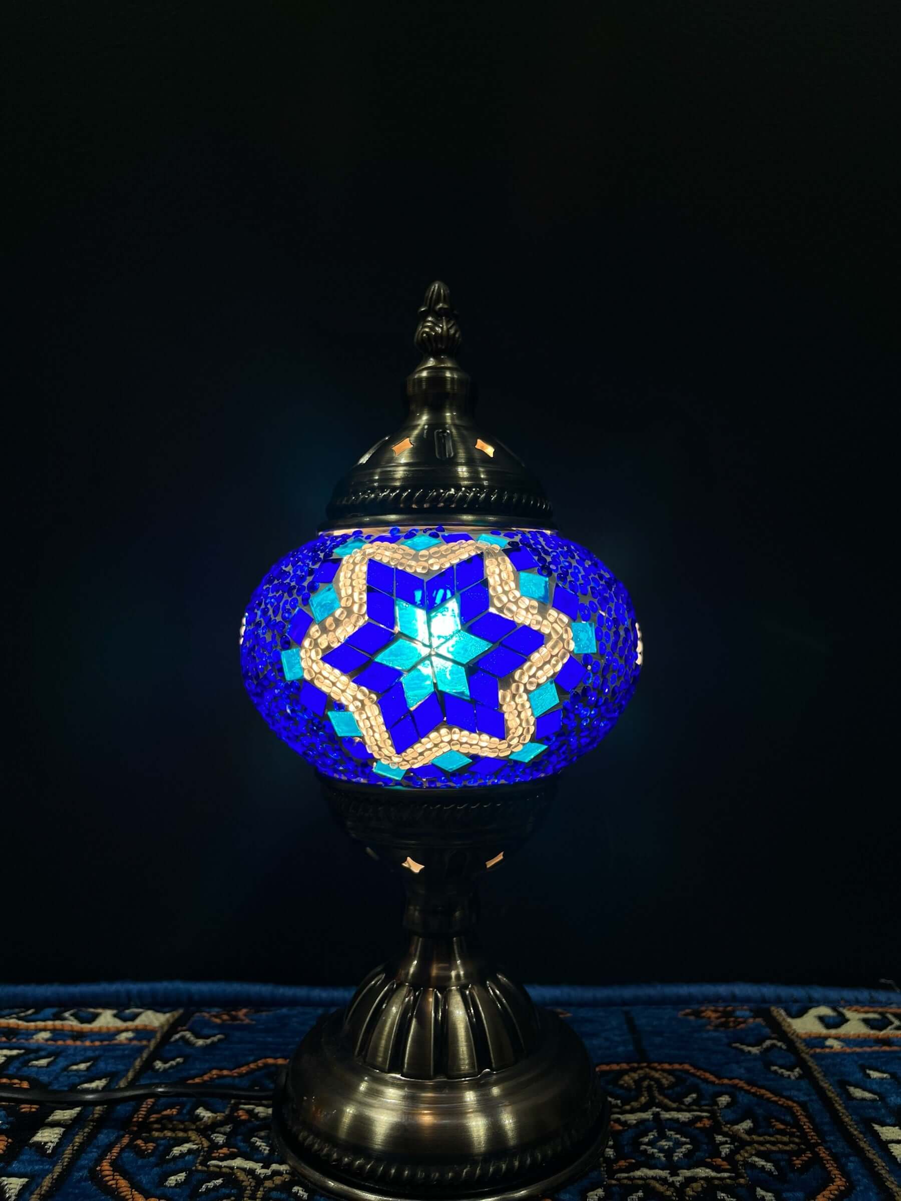 Mosaic Table Lamp Deep Blue Star Lamps   