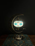 Mosaic Moon Lamp (Turkish Lamps) Aqua-White