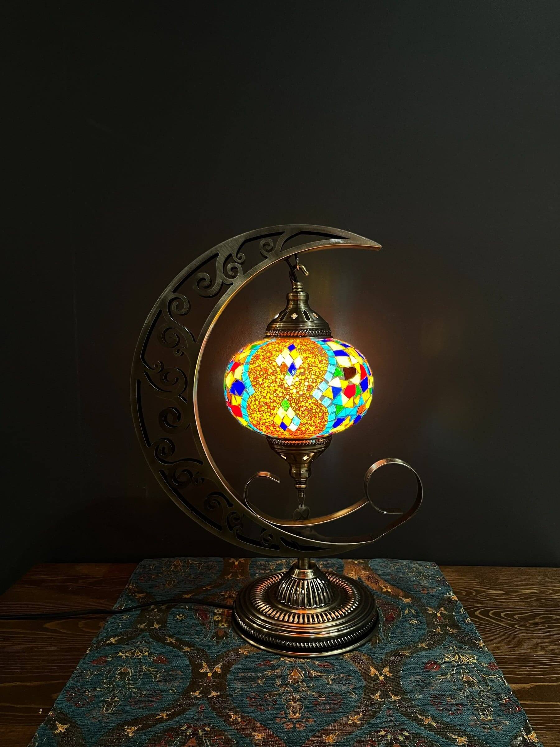 Mosaic Moon Lamp (Turkish Lamps) Orange-Rainbow
