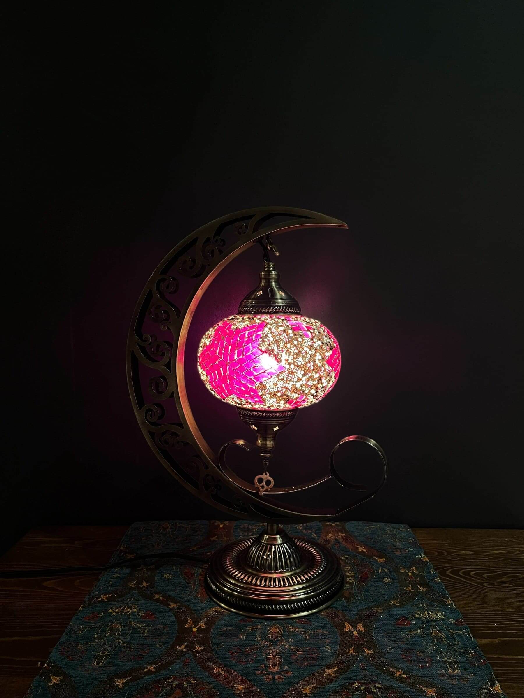 Mosaic Moon Lamp (Turkish Lamps) Purple-Pink