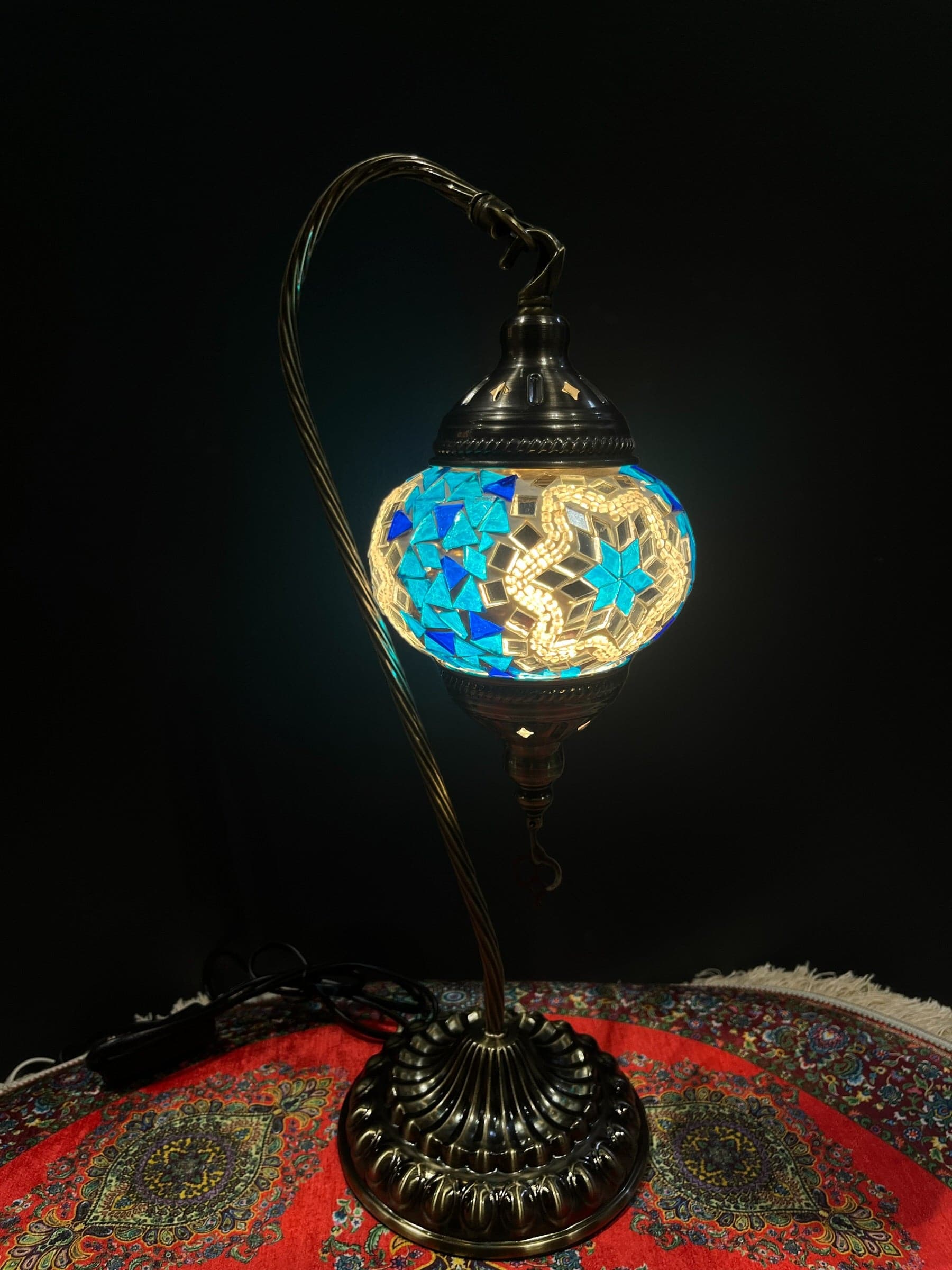 Mosaic Lamp Swan Table Lamp-Mosaic Lamp, Swan Lamp, Turkish Lamp, Colourful Lights Bazaar G Rugs N Gifts-Bazaar G Rugs N Gifts