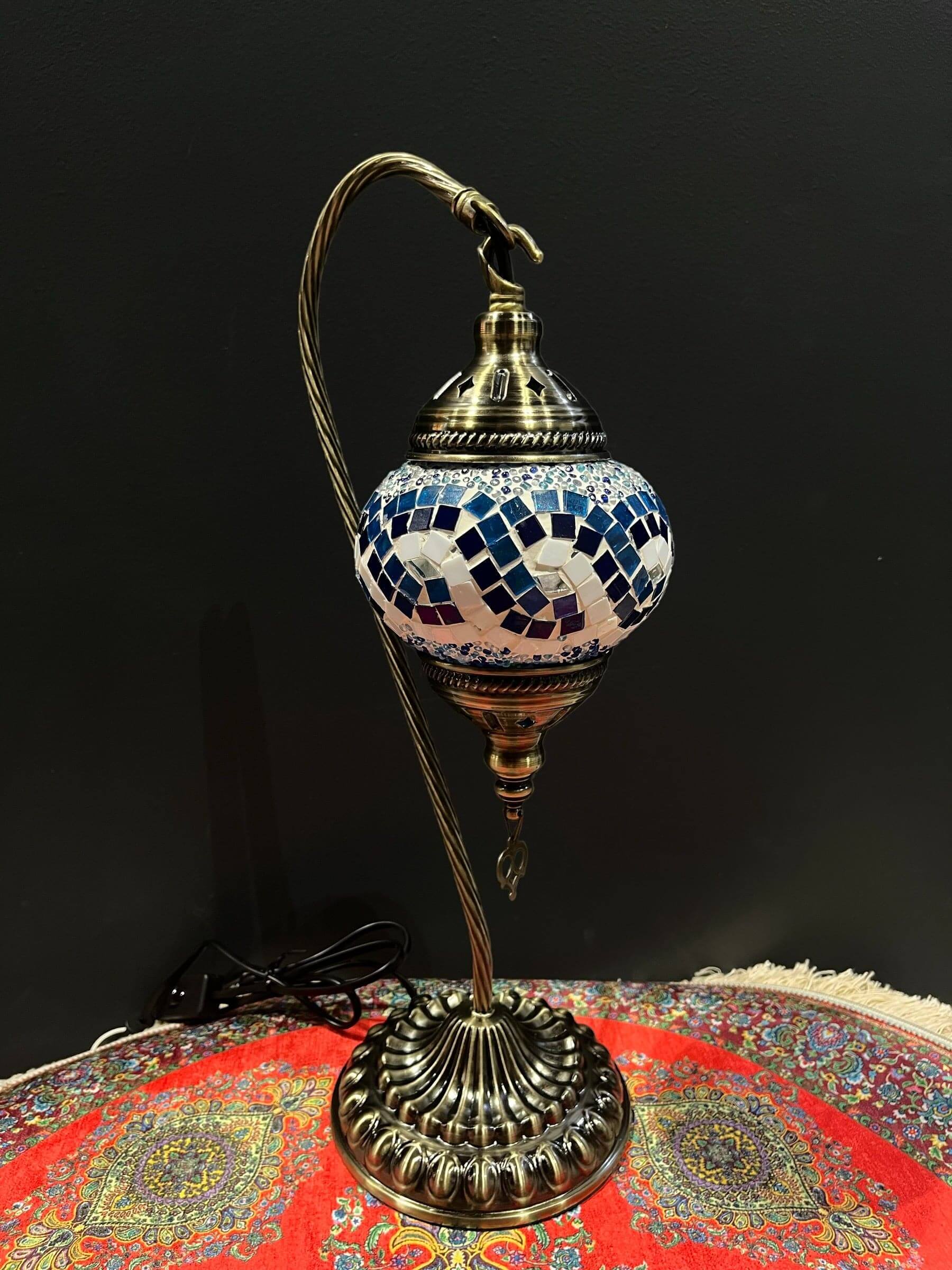 Mosaic Swan Lamp Blue Infinity