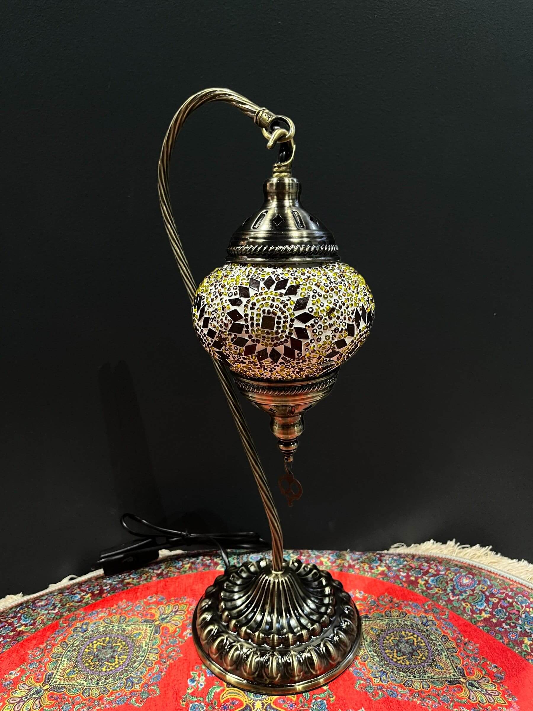 Mosaic Swan Lamp Brown Flower