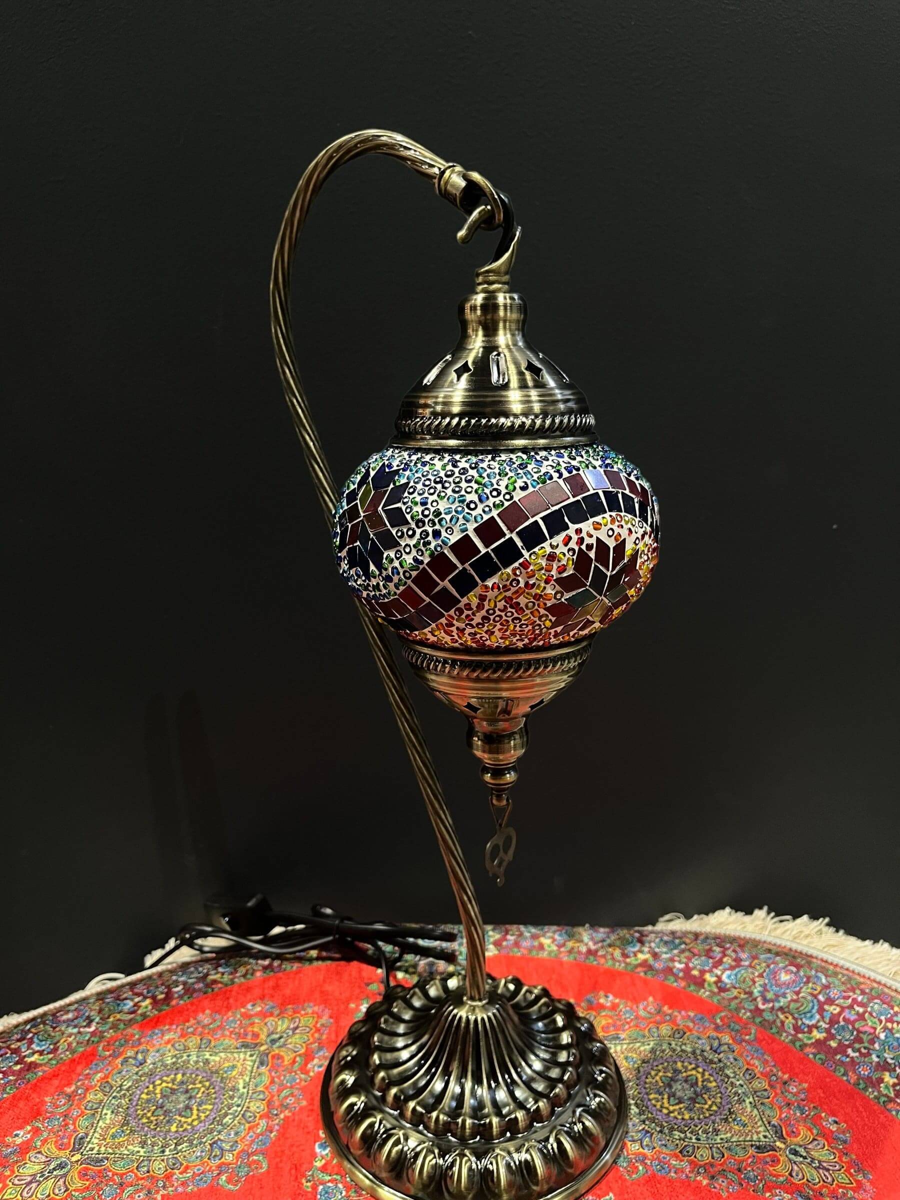 Mosaic Lamp Swan Table Lamp-Mosaic Lamp, Swan Lamp, Turkish Lamp, Colourful Lights Bazaar G Rugs N Gifts-Bazaar G Rugs N Gifts