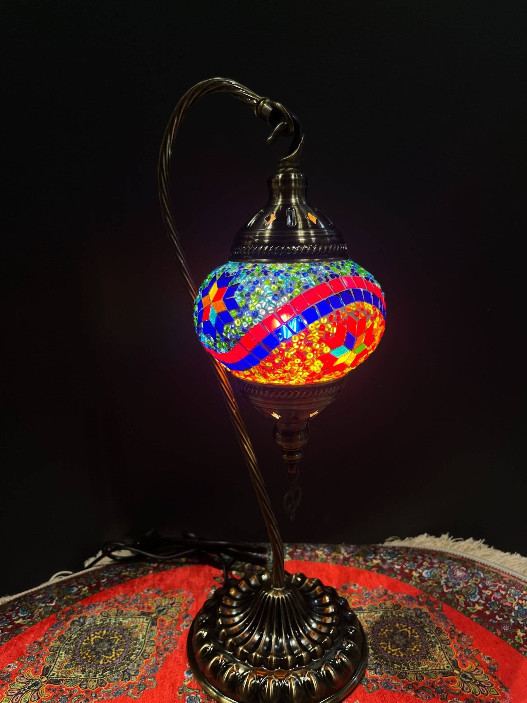 Mosaic Swan Lamp Orange Blue Mix