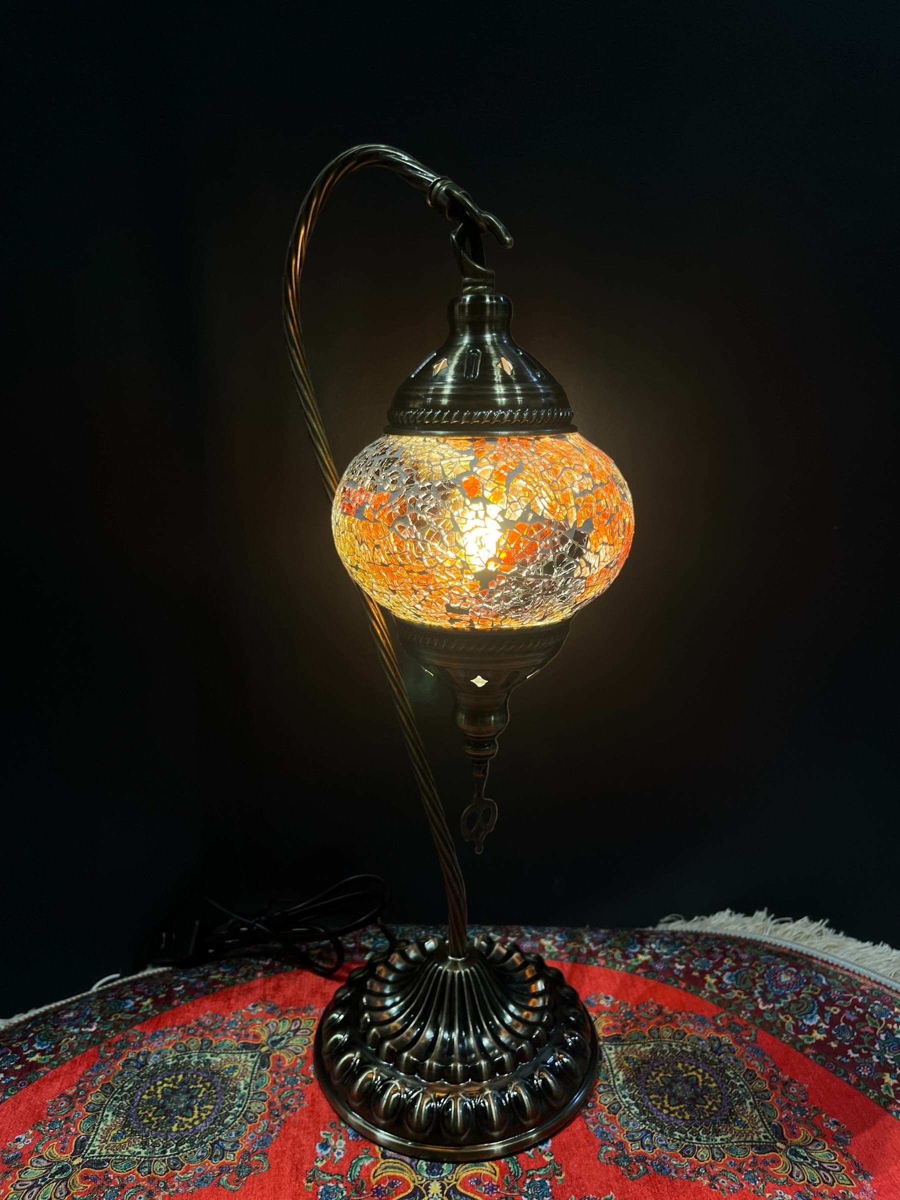 Mosaic Swan Lamp Orange Crackle