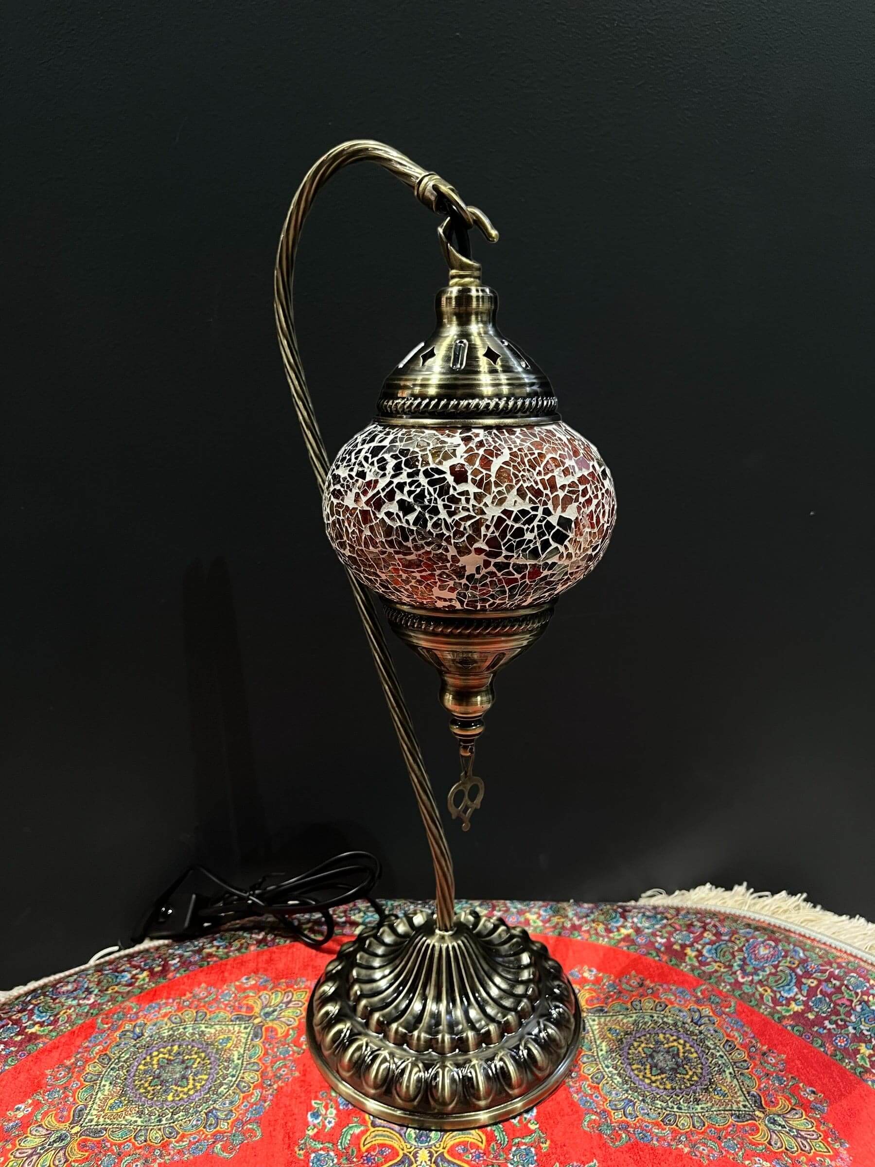 Mosaic Swan Lamp Orange Crackle