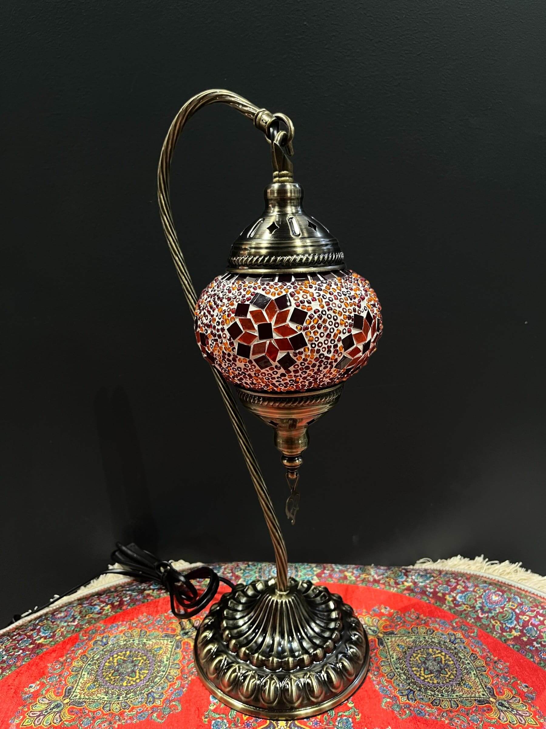 Mosaic Swan Lamp Orange Flower