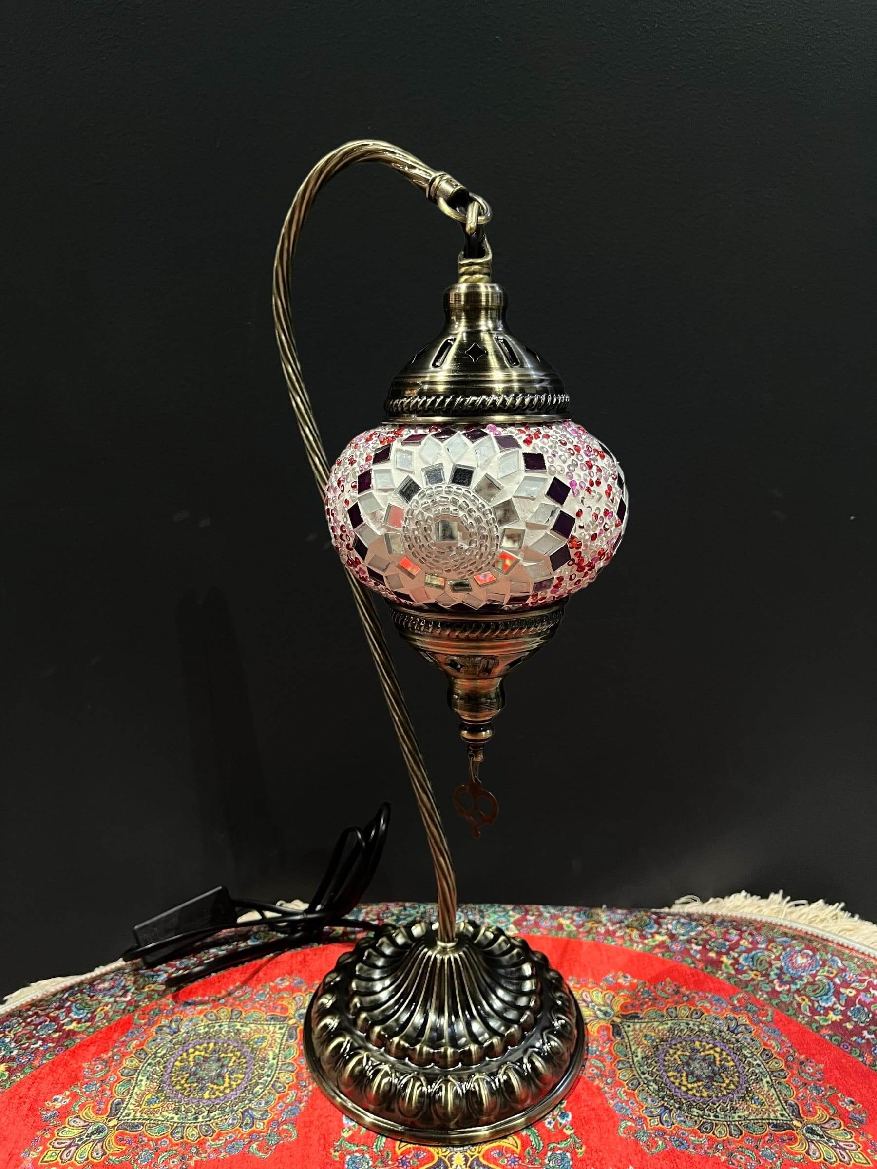 Mosaic Swan Lamp Pink White