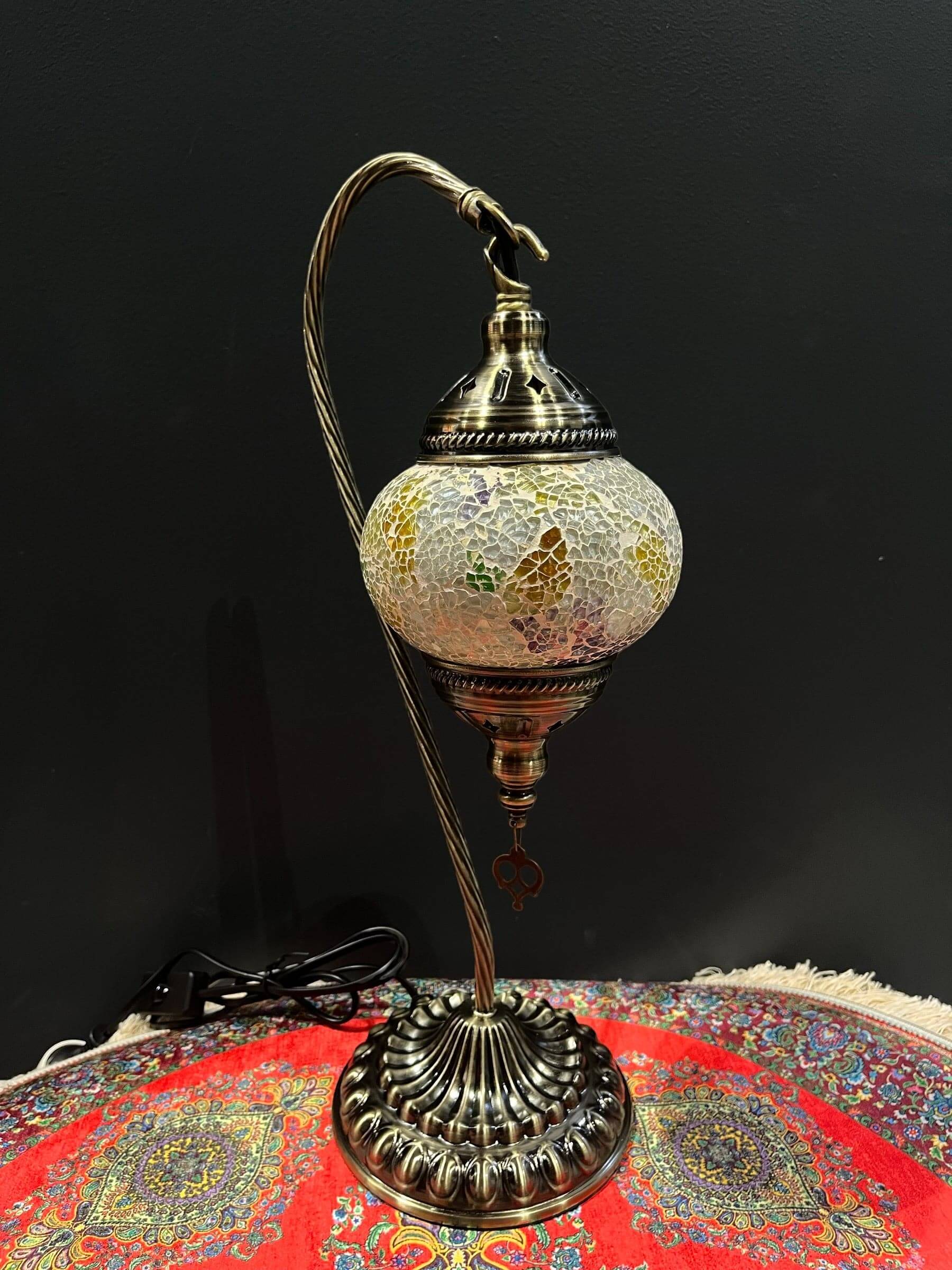 Mosaic Swan Lamp Rainbow Crackle