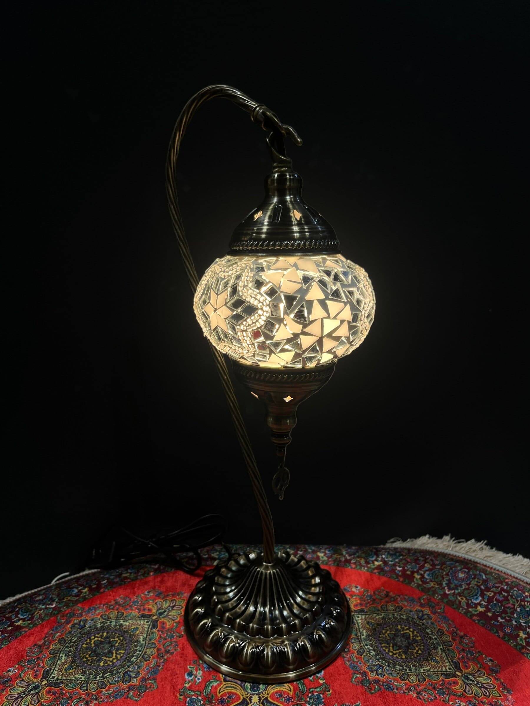 Mosaic Swan Lamp White Star Bright