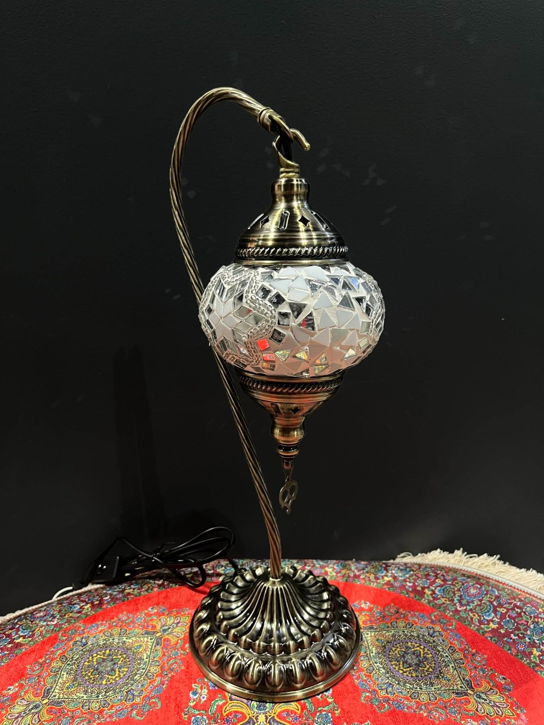 Mosaic Swan Lamp White Star Bright