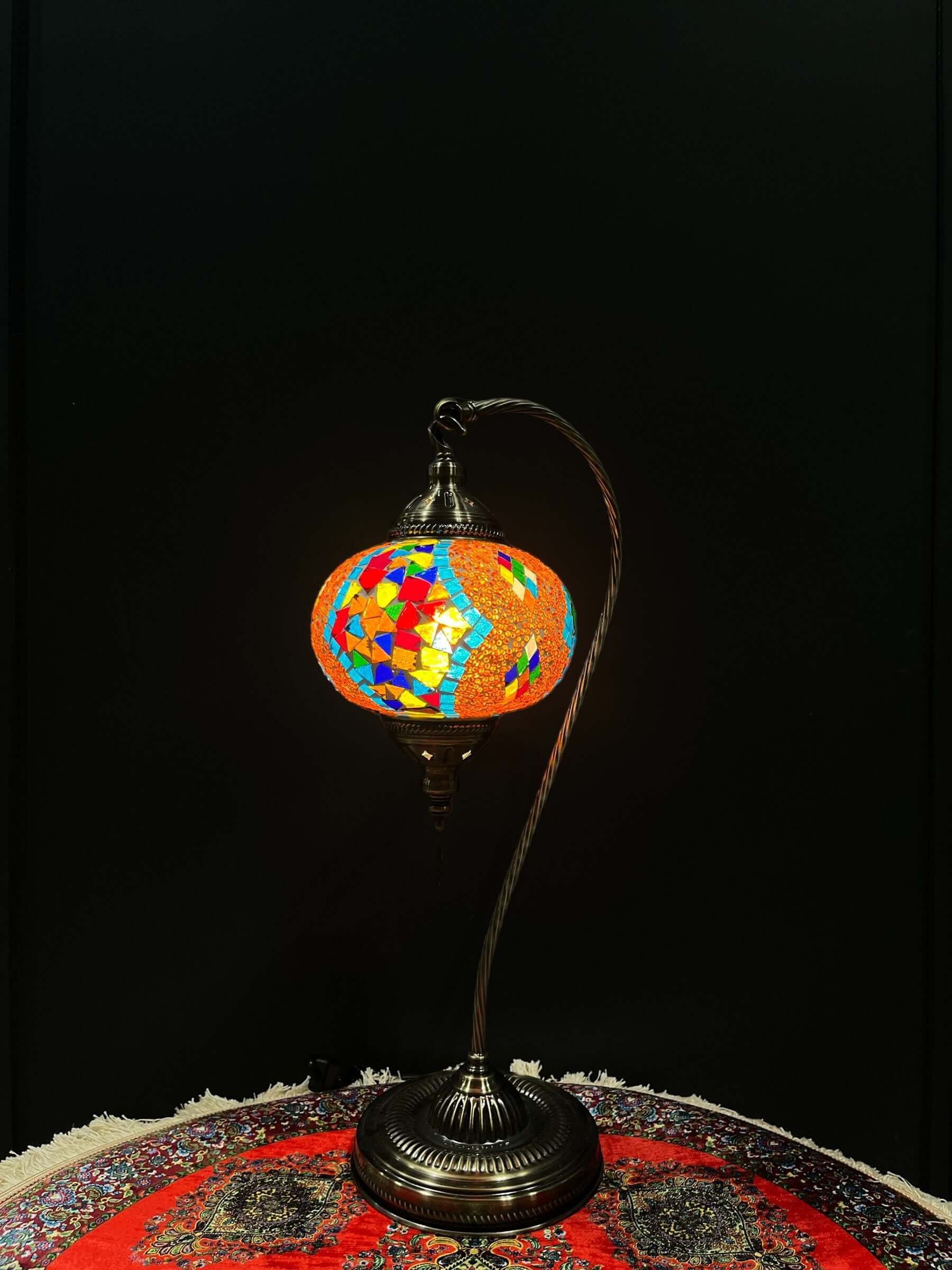 Mosaic Swan Lamps Long (Turkish Lamps) Orange Rainbow