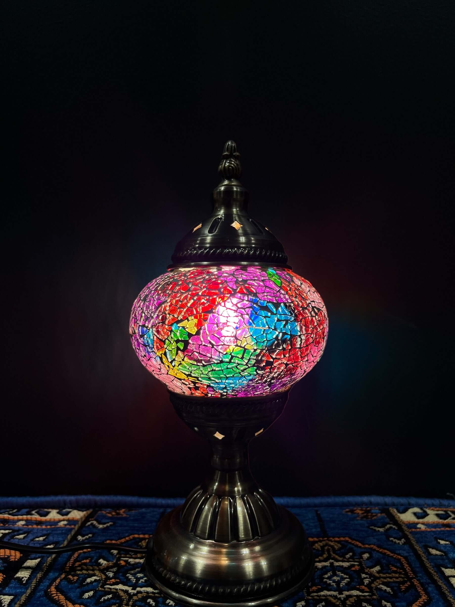 Mosaic Table Lamp Dark Rainbow
