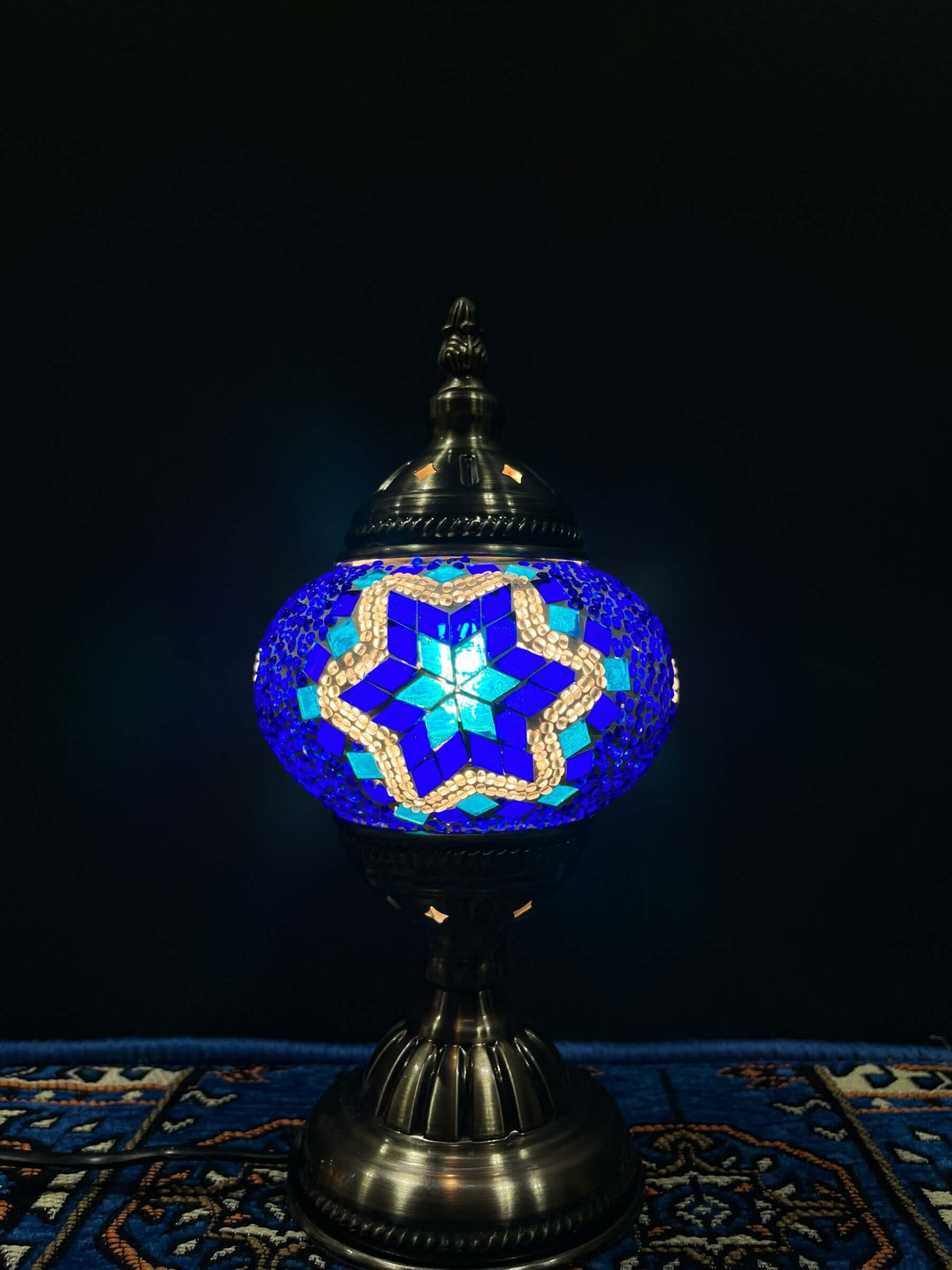 Mosaic Table Lamp Deep Blue Star