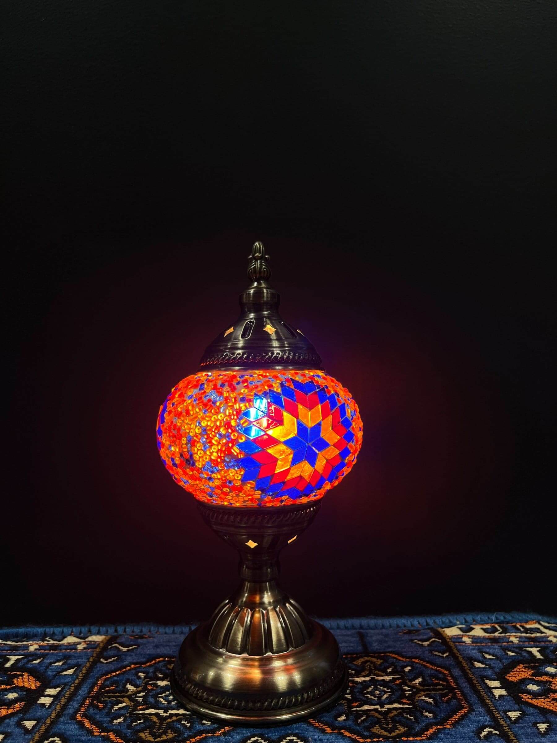 Mosaic Table Lamp Orange Blue Star