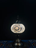 Mosaic Table Lamp with intricate Turkish glass design and warm glow, perfect for decor and ambiance.