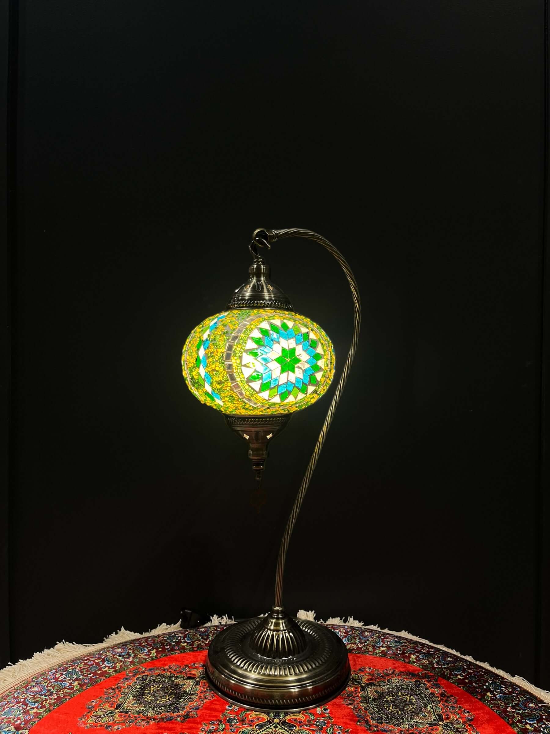Mosaic Swan Lamps Long (Turkish Lamps) Green Lamps   