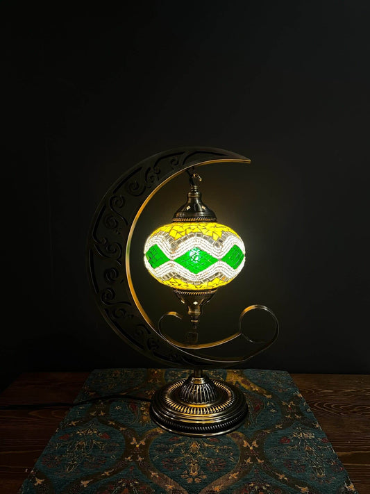 Mosaic Moon Lamp (Turkish Lamps) Green-Yellow