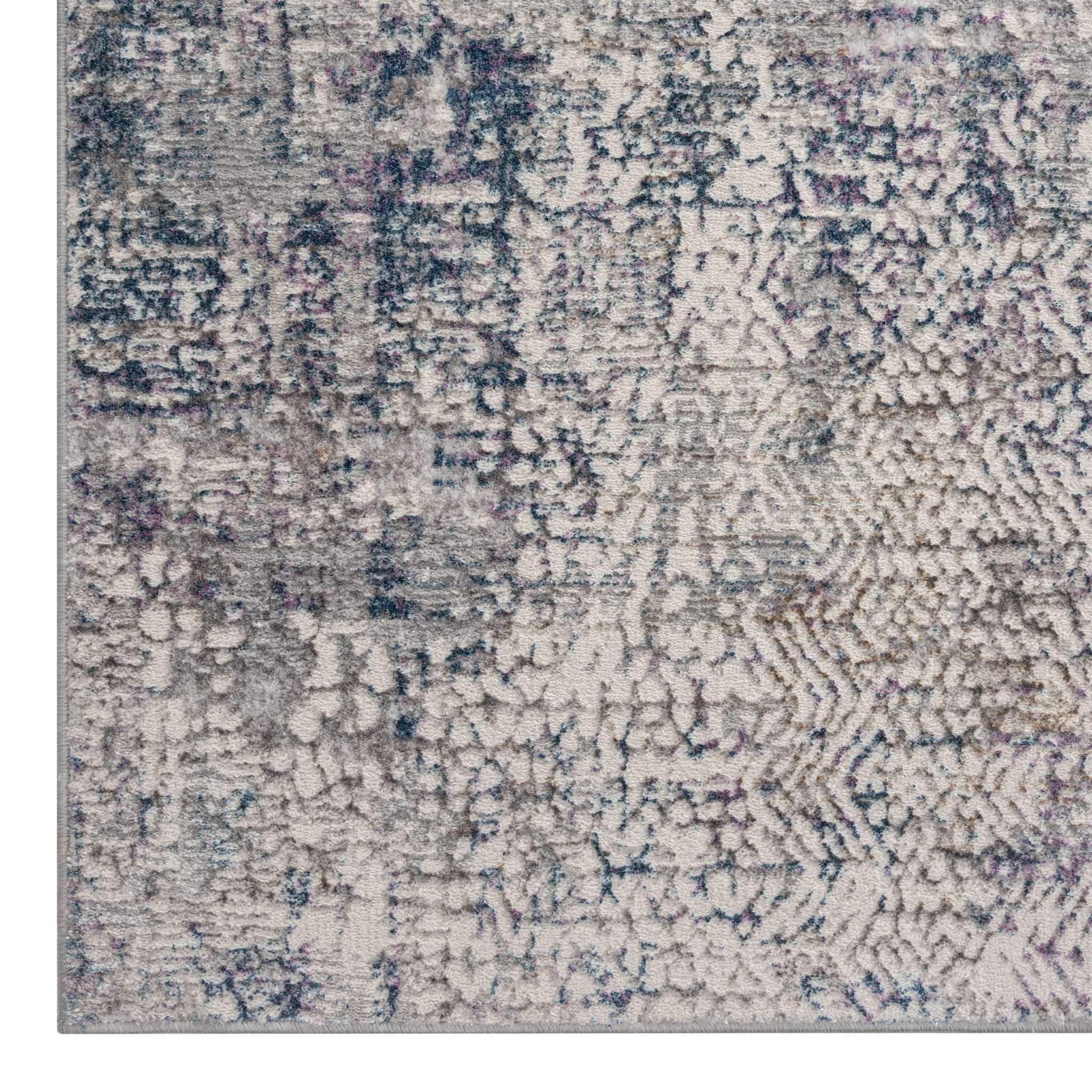 Mystic Haze Turkish Rug Grey Blue Distressed Design