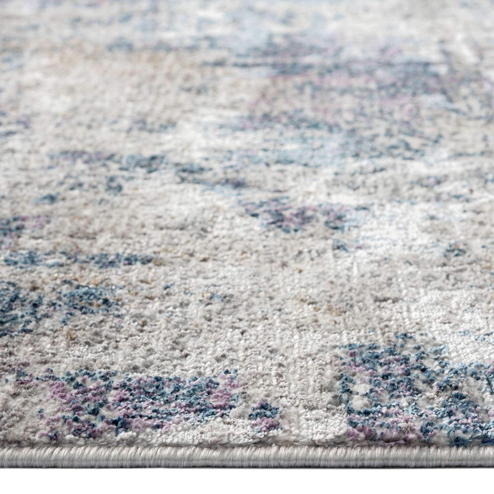 Mystic Haze Turkish Rug Grey Blue Distressed Design