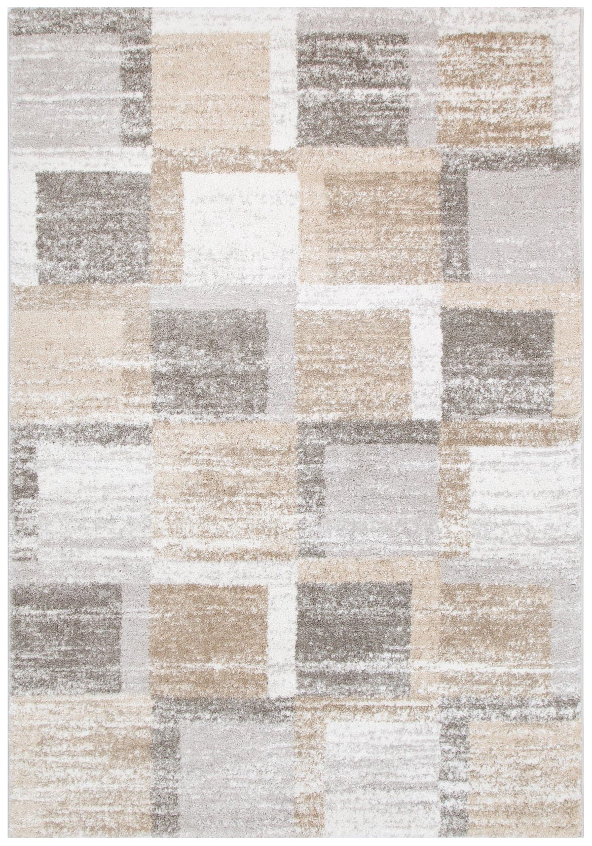 Nola N001 Neutral Squares Rug – view 2